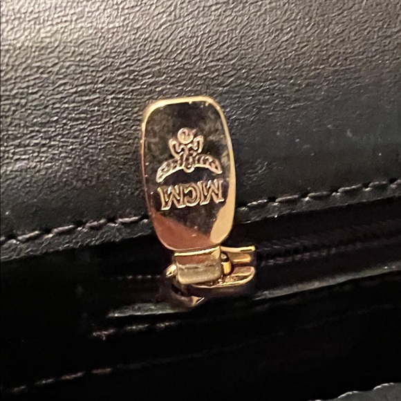 MCM Black Embossed shoulder  Bag with Gold Chain GUC - Picture 12 of 16